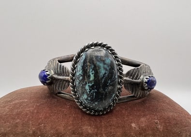 Sterling Silver & Sodalite Native American Cuff