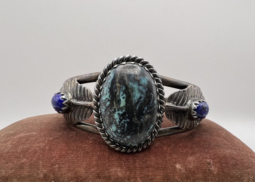 Sterling Silver & Sodalite Native American Cuff (1 of 11)