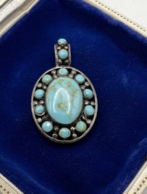 Native American Sterling Silver Turquoise Pendant