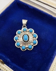 Native American Sterling & Turquoise Pendant