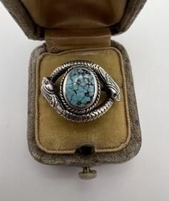 Vintage Native American Sterling & Turquoise Snake