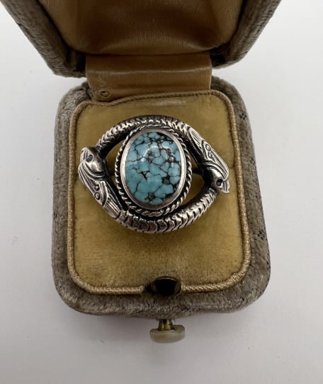 Vintage Native American Sterling & Turquoise Snake (1 of 10)