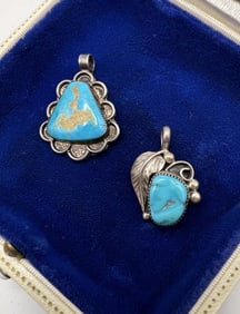 Vintage Native American Sterling Turquoise Pendant