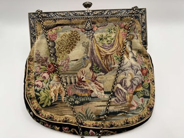 Antique Sterling Needlepoint Petite Point Purse 5