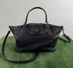 Coach Navy Pebbled Leather Silver Hardware Purse