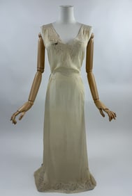 Vintage 1930s Silk & Lace Slip Dress Night Gown