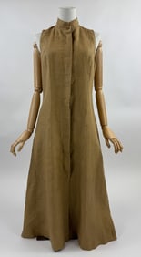 Vintage 1990s Joan & David Brown Linen Maxi Dress