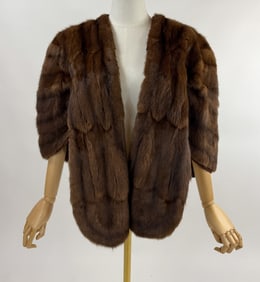 Vintage 1940s Brown Fur Stole Wrap Bolero Shawl