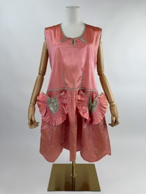 Antique 1920s Pink Silk Drop Waist Flapper Dress