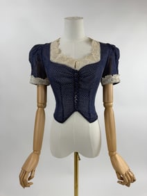 Vintage 1930s Swiss Dot Lace Trim Blouse Top