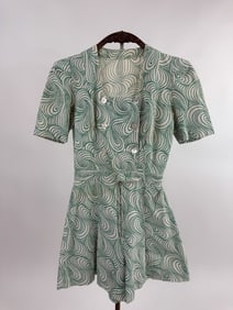 Vintage 1940s Printed Romper Playsuit One Piece