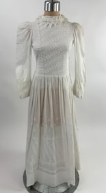 Antique 1900s Cotton Embroidered Lawn Tea Dress