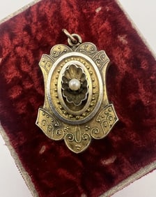 Antique 19th C Gold Filled Etruscan Revival Locket