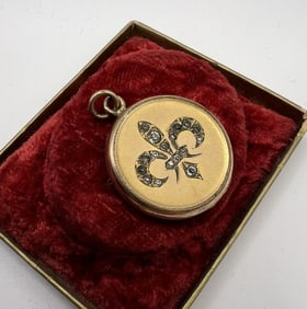 Antique Gold Filled & Paste Fleur de Lis Locket