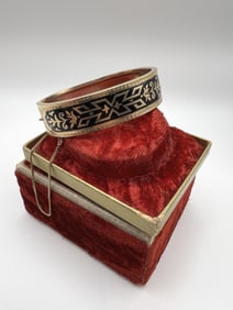 Antique Dated 1872 Gold Fill Black Enamel Bracelet