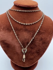 Antique 19th C Victorian 10kt Gold Slide Chain