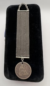 Antique 1877 Seated Liberty Coin Fob Pendant