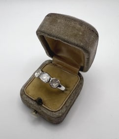 Sterling Silver Rose Cut Diamond Three Stone Ring