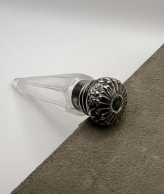 Antique Crystal & Sterling Perfume Flask Pendant