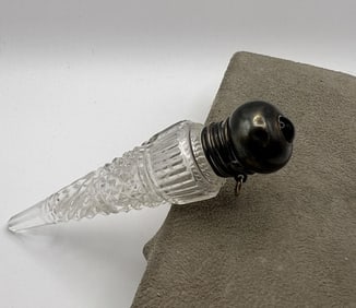 Antique Crystal & Sterling Perfume Flask Pendant