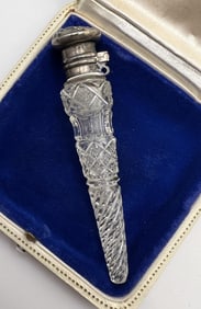 Antique Crystal & Sterling Perfume Flask Pendant