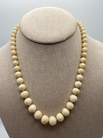 Antique Graduated Angel Skin Coral Bead Necklace