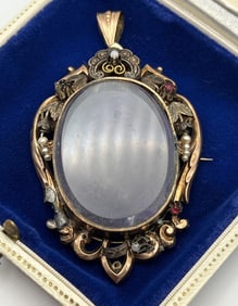 Antique 19th C Large Scale Mourning Locket Pendant