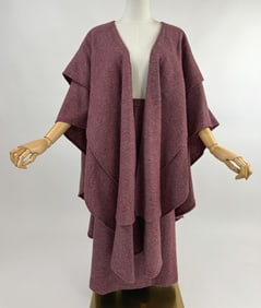 Vintage 1970s Maroon Wool 2 Piece Skirt Set