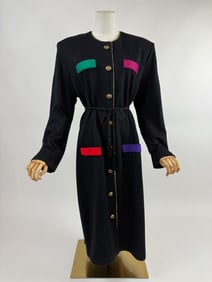 Vintage 1980s Knit Long Sleeve Button Front Dress