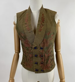 Antique 1890s Floral Woven Waistcoat Vest