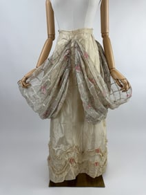 Antique 1890s Floral Print Ruffled Skirt Bottom