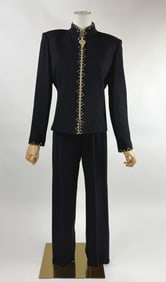 Vintage St. John Evening Black Rhinestone Knit Set
