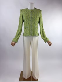 Vintage St. John Collection Green Knit Pant Suit