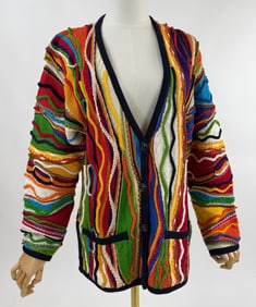 Vintage Coogi Rainbow Cotton Knit Cardigan Sweater