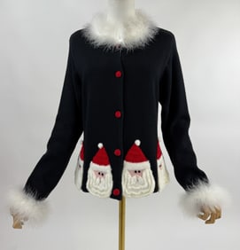 Vintage 1990s Marabou Trim Knit Santa Sweater