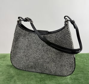 Vintage Coach Wool & Leather Hobo Shoulder Bag