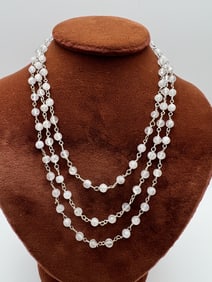 Handmade Moonstone Bead on Sterling Wire Necklace