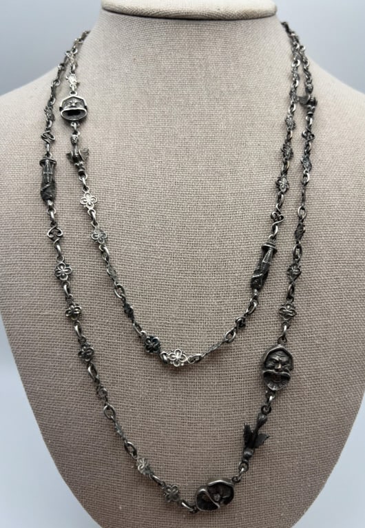 Antique Italian Silver Figural Peruzzi Necklace (1 of 10)