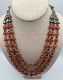 Impressive Vintage Carnelian & Sterling Necklace