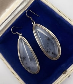 Pair of Sterling Silver & Specimen Dendritic Agate