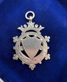 Antique English Sterling Armorial Shield Pendant