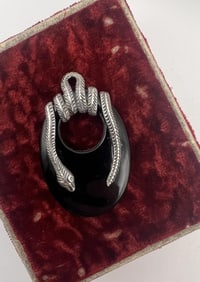 Sterling Silver Black Onyx Snake Necklace Pendant