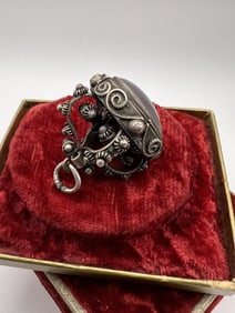 Estate Large Scale Etruscan Revival Silver Fob