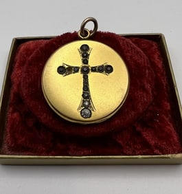 Antique Gold Filled Paste Set Cross Motif Locket