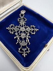 Antique Italian Peruzzi Style Sterling Cross