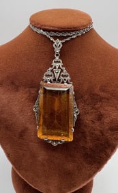 Antique Art Deco Sterling & Marcasite Necklace