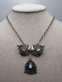 Vintage Italian Sterling Silver Moonstone Necklace
