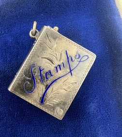 Antique English Sterling & Enamel Stamp Case