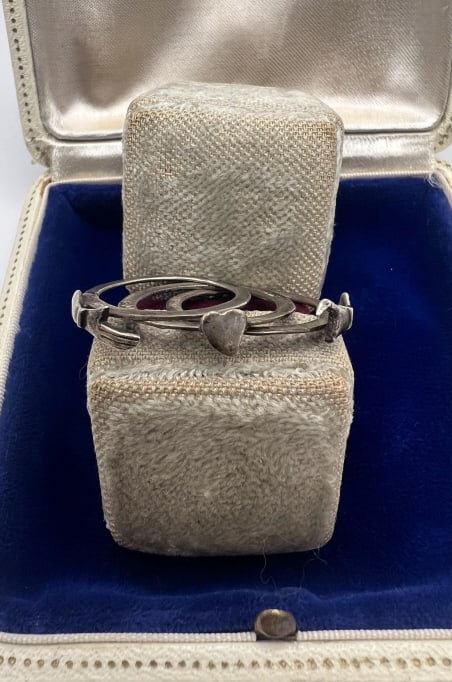 Vintage Silver Fede Gimmel Ring w Hands & Heart (1 of 9)