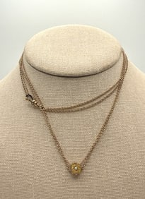 Antique Gold Filled Guard Chain with Pearl Slide